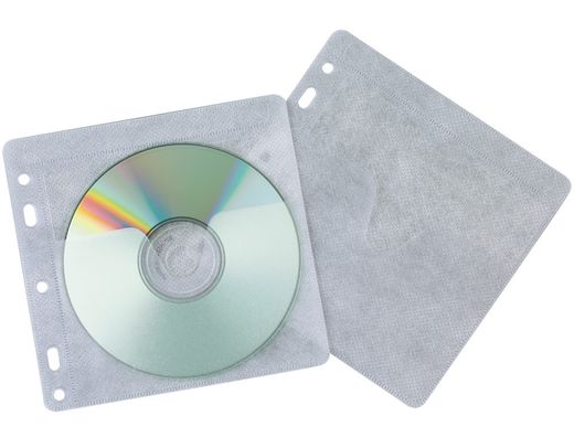 Sobre para 2 Cd Q-Connect Polipropileno con Solapa Multitaladro y Forro Protector-Pack de 40 Unidades