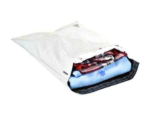Sobre q-connect de plastico bolsa para envios 100% recicladas con autocierre color blanco 340x420 mm