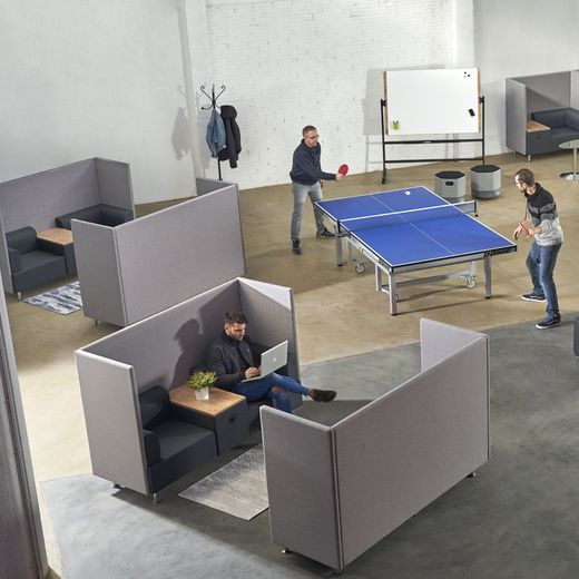 Sofá Soft Seating Doble + Mesa 200x129x68 cm Color Negro/Azul