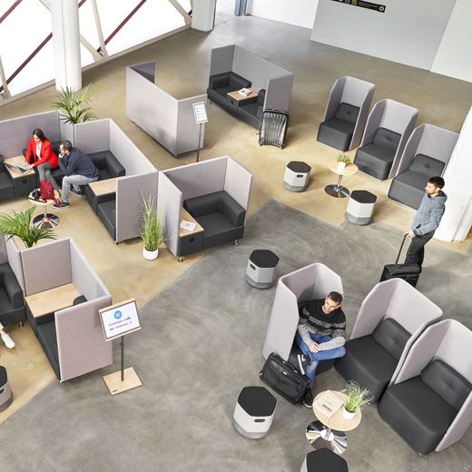 Sofá Soft Seating Doble + Mesa 200x129x68 cm Color Negro/Azul