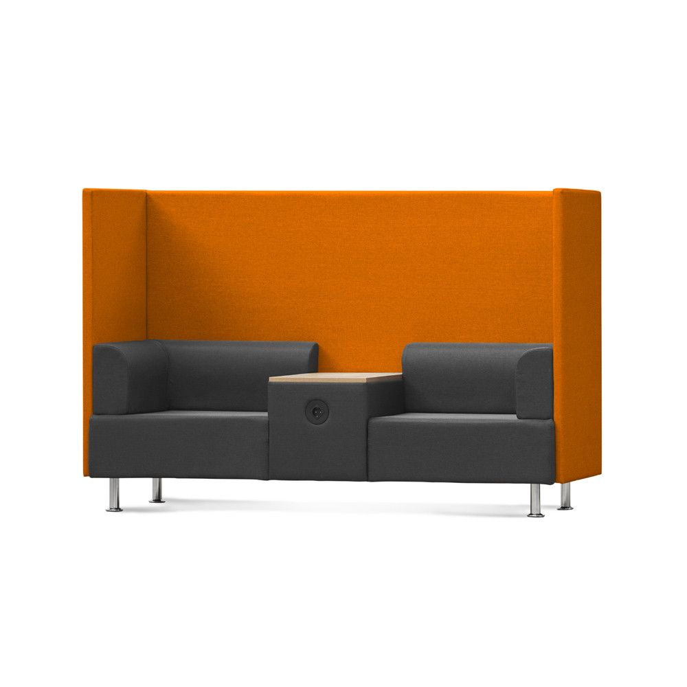 Sofá Soft Seating Doble + Mesa 200x129x68 cm Color Negro/Naranja