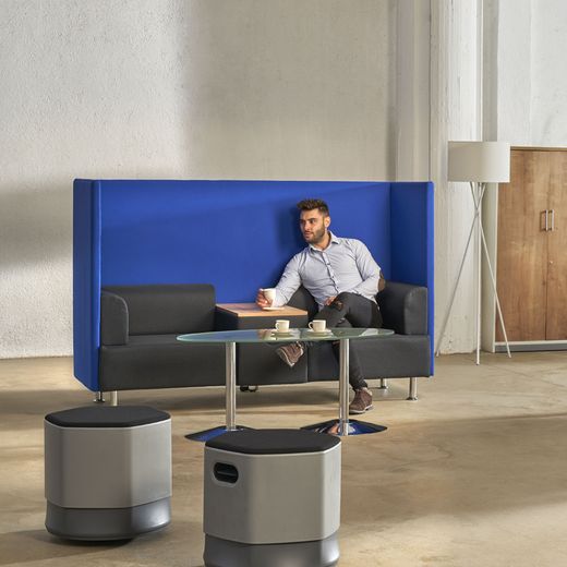 Sofá Soft Seating Doble + Mesa 200x129x68 cm Color Negro/Naranja
