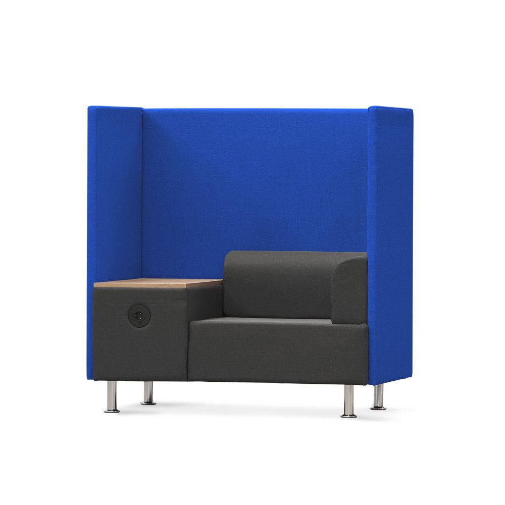 Sofá Soft Seating Individual + Mesa 125x129x68 cm. Color Negro/Azul