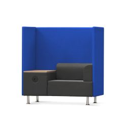 Sofá Soft Seating Individual + Mesa 125x129x68 cm. Color Negro/Azul