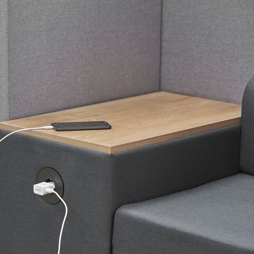 Sofá Soft Seating Individual + Mesa 125x129x68 cm. Color Negro/Azul