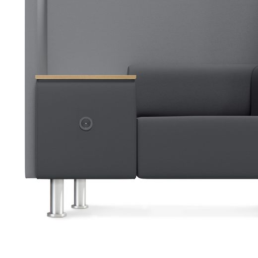 Sofá Soft Seating Individual + Mesa 125x129x68 cm. Color Negro/Azul