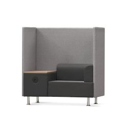 Sofá Soft Seating Individual + Mesa 125x129x68 cm. Color Negro/Gris