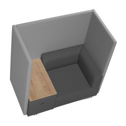 Sofá Soft Seating Individual + Mesa 125x129x68 cm. Color Negro/Gris