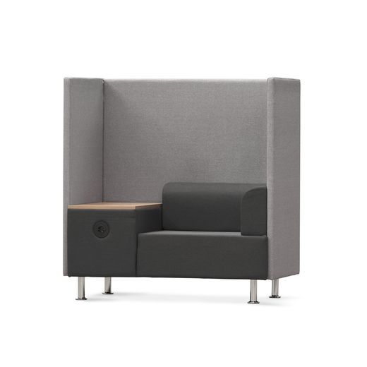 Sofá Soft Seating Individual + Mesa 125x129x68 cm. Color Negro/Naranja