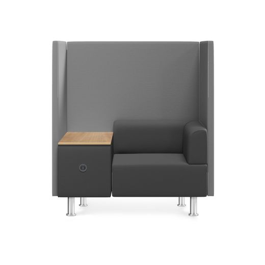 Sofá Soft Seating Individual + Mesa 125x129x68 cm. Color Negro/Naranja