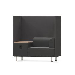 Sofá Soft Seating Individual + Mesa 125x129x68 cm. Color Negro/Negro