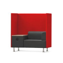 Sofá Soft Seating Individual + Mesa 125x129x68 cm. Color Negro/Rojo
