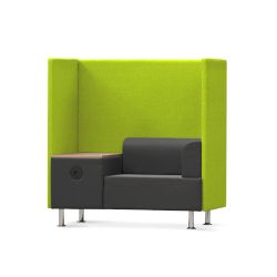 Sofá Soft Seating Individual + Mesa 125x129x68 cm. Color Negro/Verde