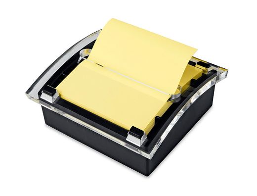 Soporte bloc de notas adhesivas quita y pon q-connect zigzag color negro con 1 bloc 76x76 mm