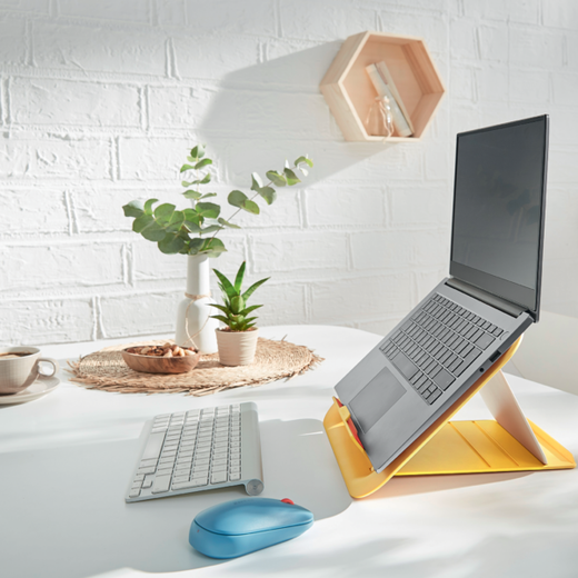 Soporte ordenador portátil ajustable Leitz Ergo Cosy, amarillo
