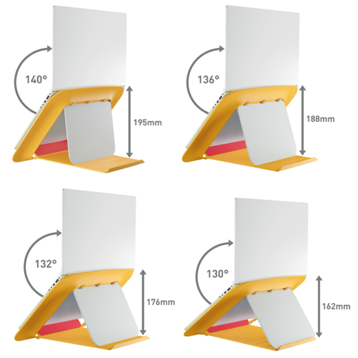 Soporte ordenador portátil ajustable Leitz Ergo Cosy, amarillo