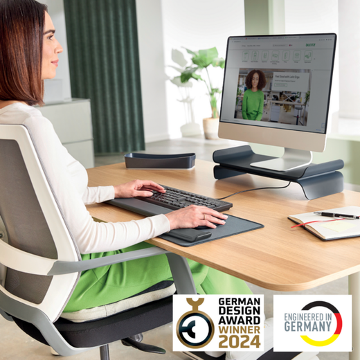 Soporte para monitor ajustable Leitz Ergo, gris oscuro