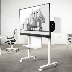 Soporte para monitores interactivos con regulación en altura y abatible