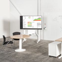 Soporte para monitores interactivos con regulación en altura y abatible