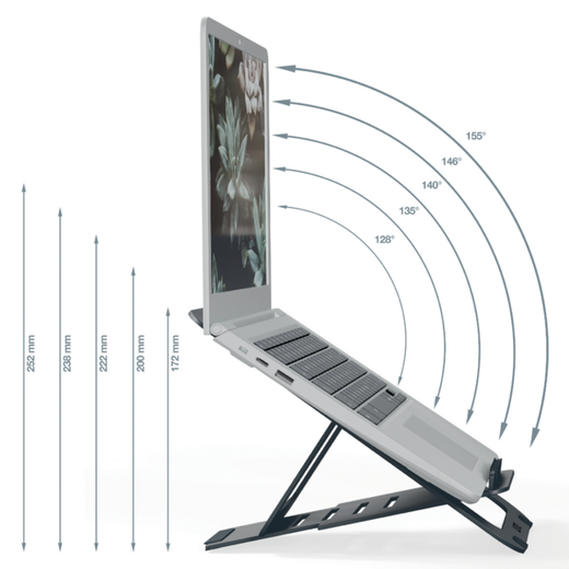 Soporte para portátil plano, de aluminio y ajustable Leitz Ergo