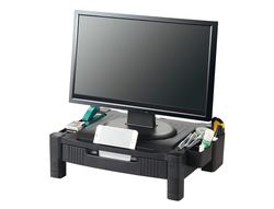 Soporte q-connect para monitor /impresora ajustable altura 10,3cm a 13,3cm con cajon color negro 434x336x133 mm