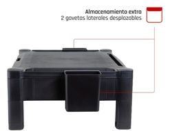 Soporte q-connect para monitor /impresora ajustable altura 10,3cm a 13,3cm con cajon color negro 434x336x133 mm