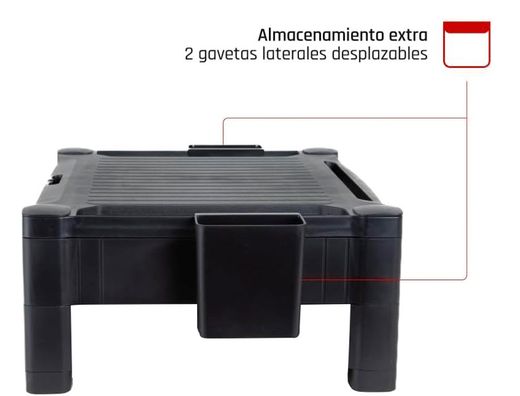 Soporte q-connect para monitor /impresora ajustable altura 10,3cm a 13,3cm con cajon color negro 434x336x133 mm