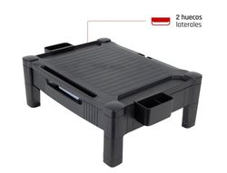 Soporte q-connect para monitor /impresora ajustable altura 10,3cm a 13,3cm con cajon color negro 434x336x133 mm