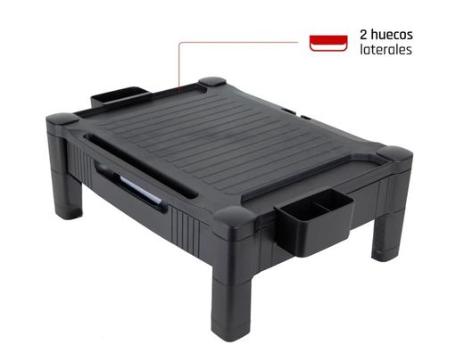 Soporte q-connect para monitor /impresora ajustable altura 10,3cm a 13,3cm con cajon color negro 434x336x133 mm