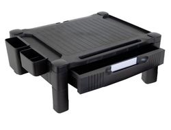 Soporte q-connect para monitor /impresora ajustable altura 10,3cm a 13,3cm con cajon color negro 434x336x133 mm