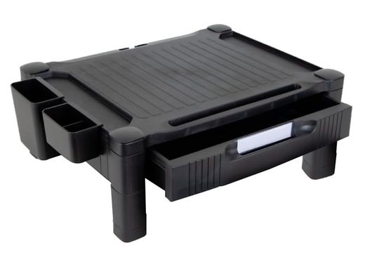 Soporte q-connect para monitor /impresora ajustable altura 10,3cm a 13,3cm con cajon color negro 434x336x133 mm