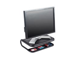 Soporte q-connect para portatil y monitor de pc con bandeja organizadora color negro 380x295x110 mm