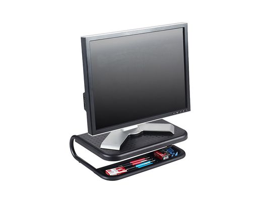 Soporte q-connect para portatil y monitor de pc con bandeja organizadora color negro 380x295x110 mm