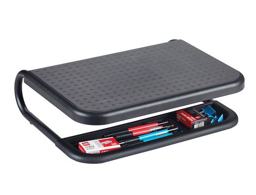 Soporte q-connect para portatil y monitor de pc con bandeja organizadora color negro 380x295x110 mm