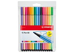 STABILO Estuche 10+5 rotuladores Pen 68 neón surtidos 6815-2
