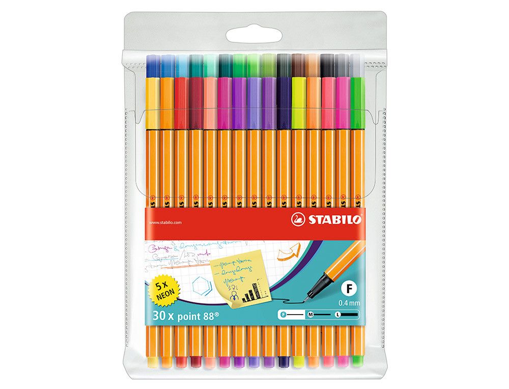 STABILO  Estuche 30 rotuladores Point 88 colores surtidos 8830-2