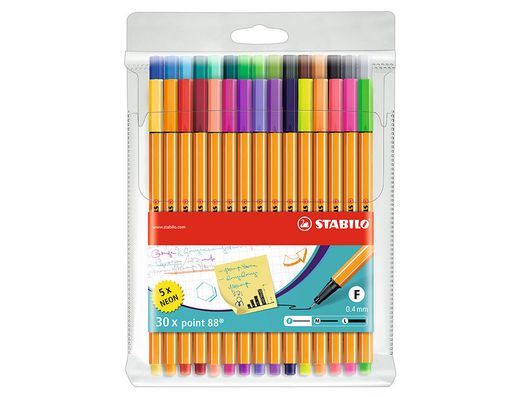 STABILO Estuche 30 rotuladores Point 88 colores surtidos 8830-2