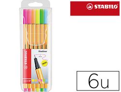 STABILO Estuche 6 rotuladores point 88 neón surtidos 88/6-1