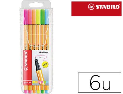 STABILO Estuche 6 rotuladores point 88 neón surtidos 88/6-1