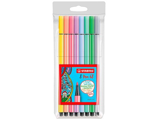 STABILO Estuche 8 rotuladores Pen 68 pastel surtidos 68/8-01