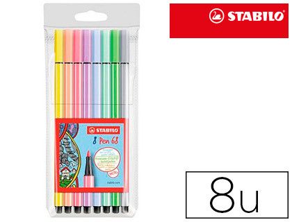 STABILO Estuche 8 rotuladores Pen 68 pastel surtidos 68/8-01
