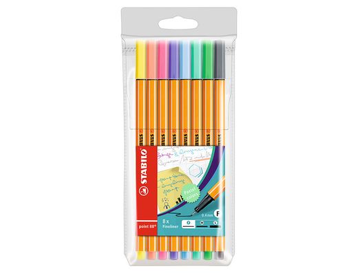 STABILO Estuche 8 rotuladores Point 88 pastel surtidos 88/8-01