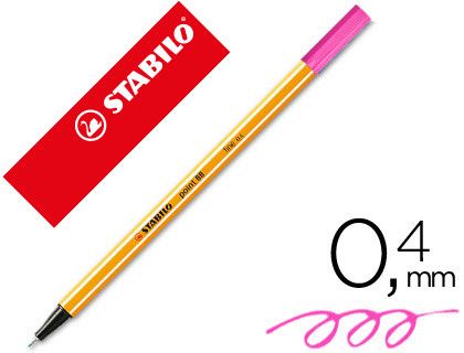 STABILO point 88 Punta fina trazo 0,4 mm. Rosa fluorescente Ref. 88/056