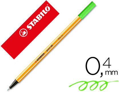 STABILO point 88 Punta fina trazo 0,4 mm. Verde fluorescente Ref. 88/033