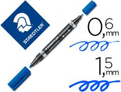 STAEDTLER LUMOCOLOR Marcador duo azul anchos de trazo: 0,6 y 1,5 mm. 348-3