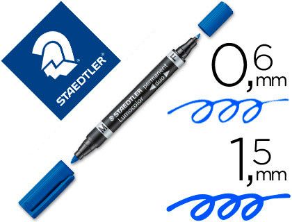STAEDTLER LUMOCOLOR Marcador duo azul anchos de trazo: 0,6 y 1,5 mm. 348-3