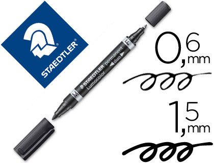 STAEDTLER LUMOCOLOR Marcador duo negro anchos de trazo: 0,6 y 1,5 mm.348-9