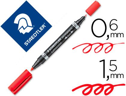 STAEDTLER LUMOCOLOR Marcador duo rojo. anchos de trazo: 0,6 y 1,5 mm. 348-2