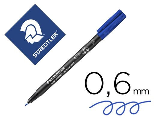 STAEDTLER LUMOCOLOR rotulador permanente (F) punta fina 0.6 mm Azul 318-3