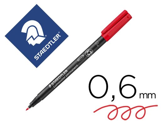 STAEDTLER LUMOCOLOR rotulador permanente (F) punta fina 0.6 mm rojo REF. 318-2